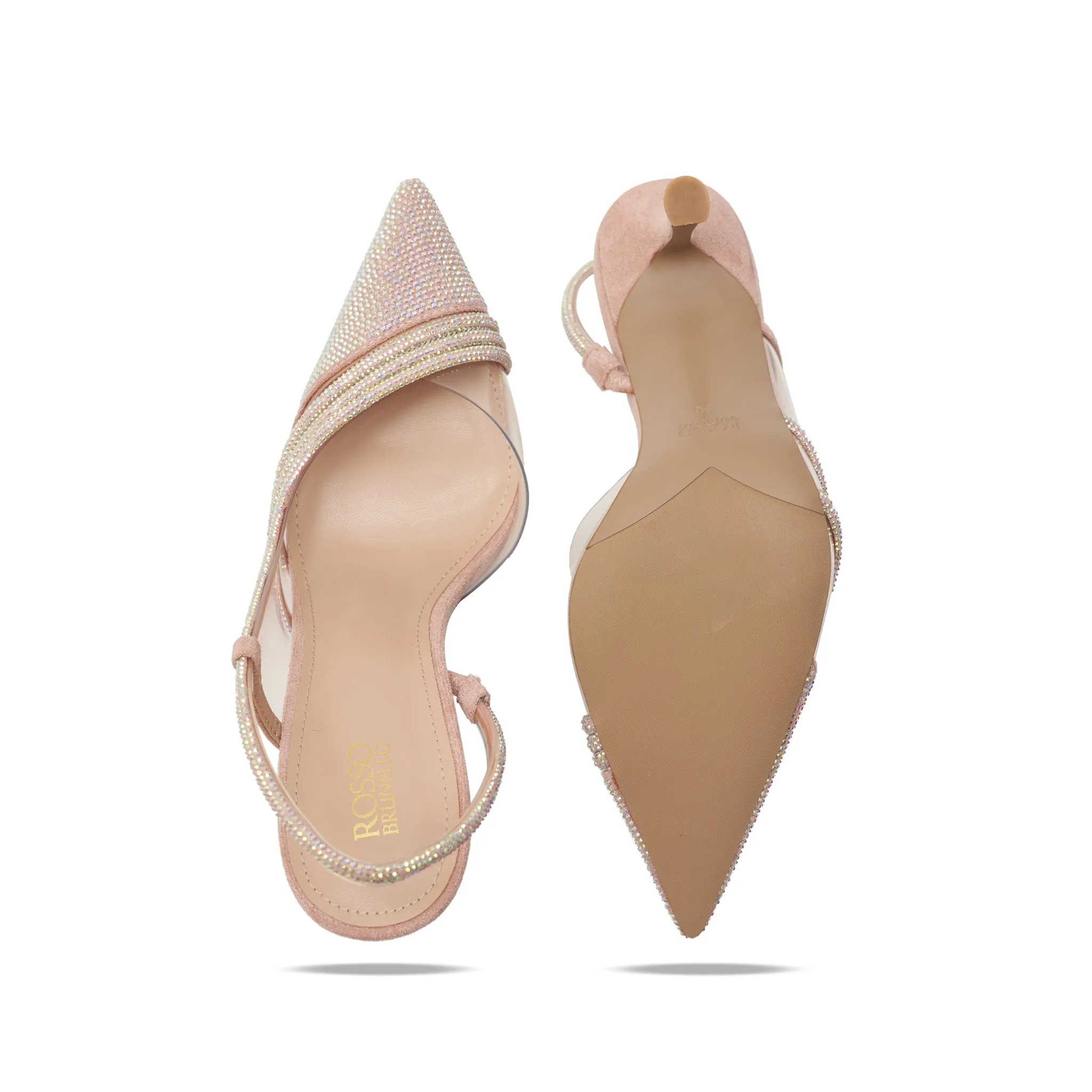 Pink Sequined Pointed Toe Heels