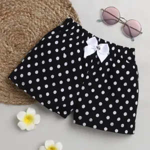Polka Printed Shorts - Black
