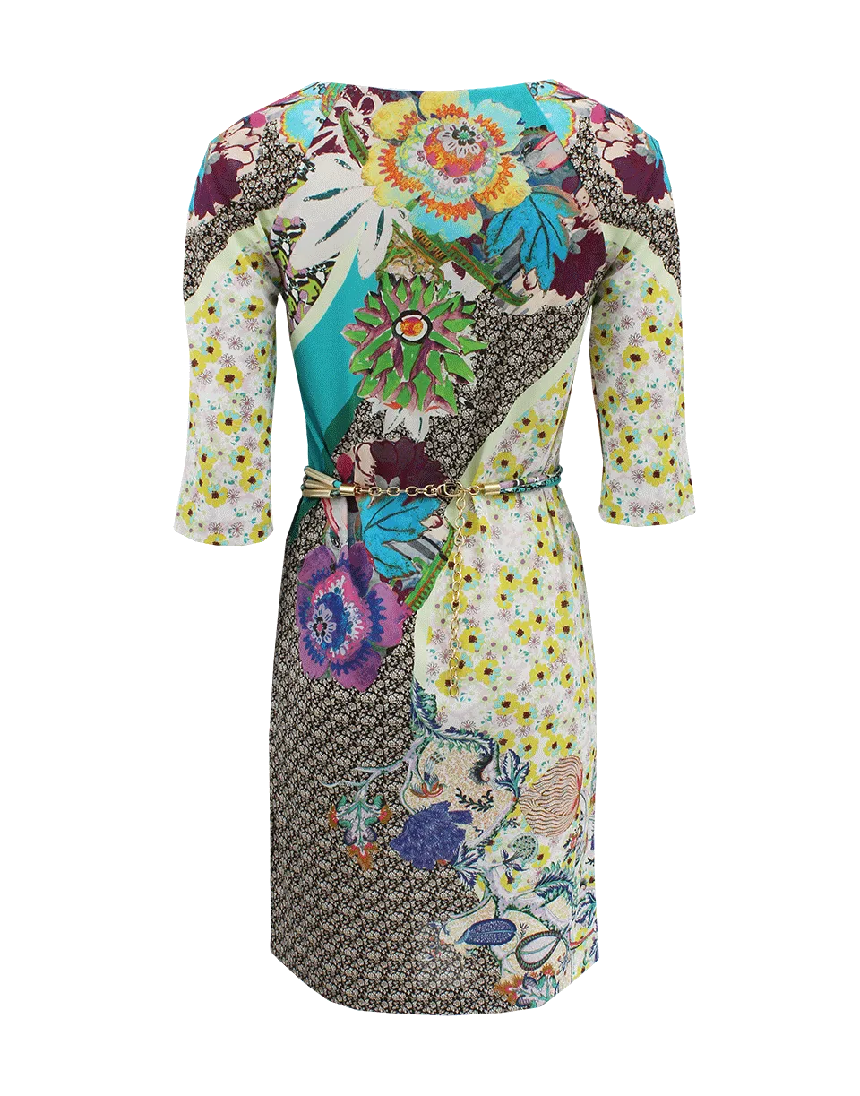 Quarter Sleeve Mix Floral Dress