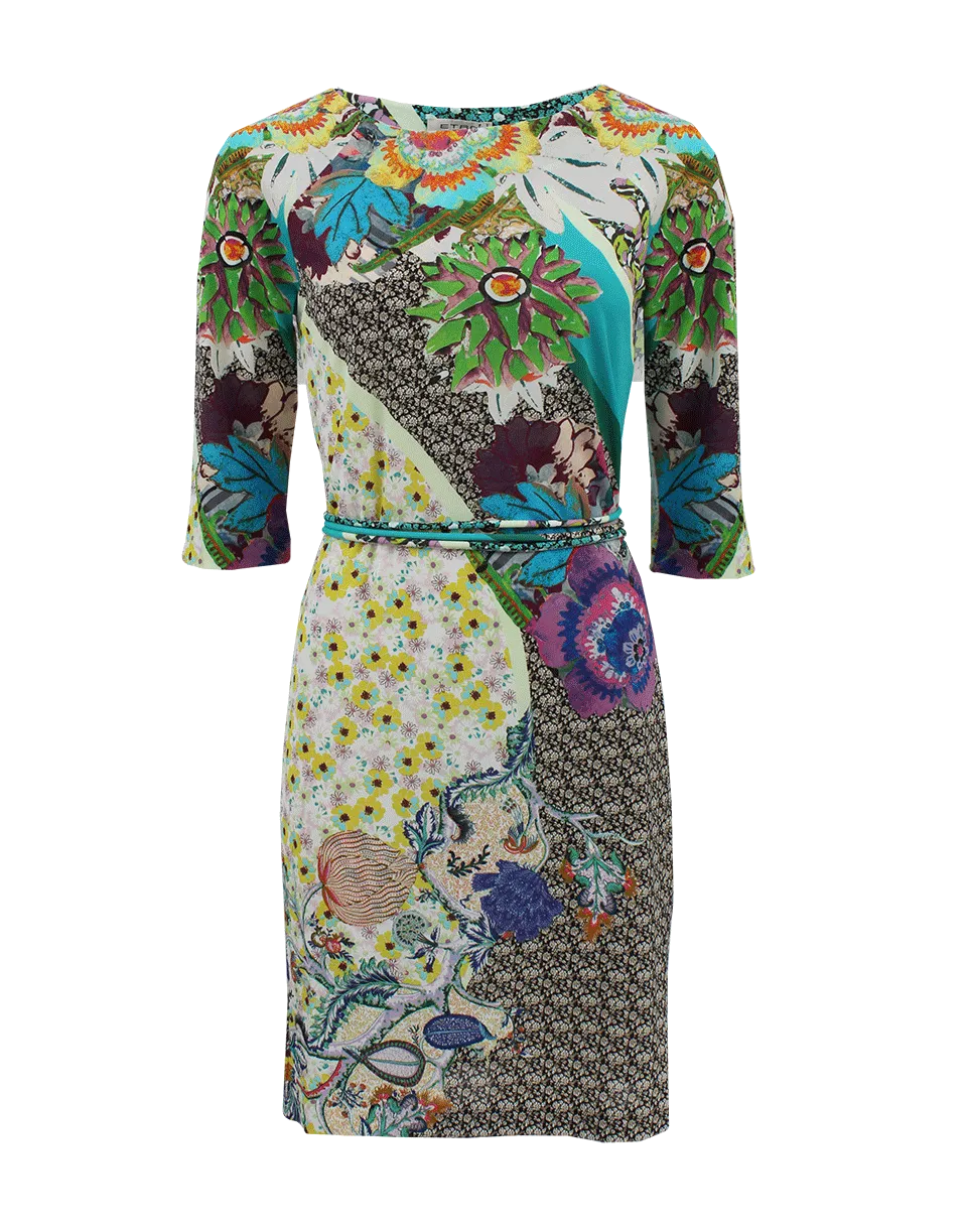 Quarter Sleeve Mix Floral Dress