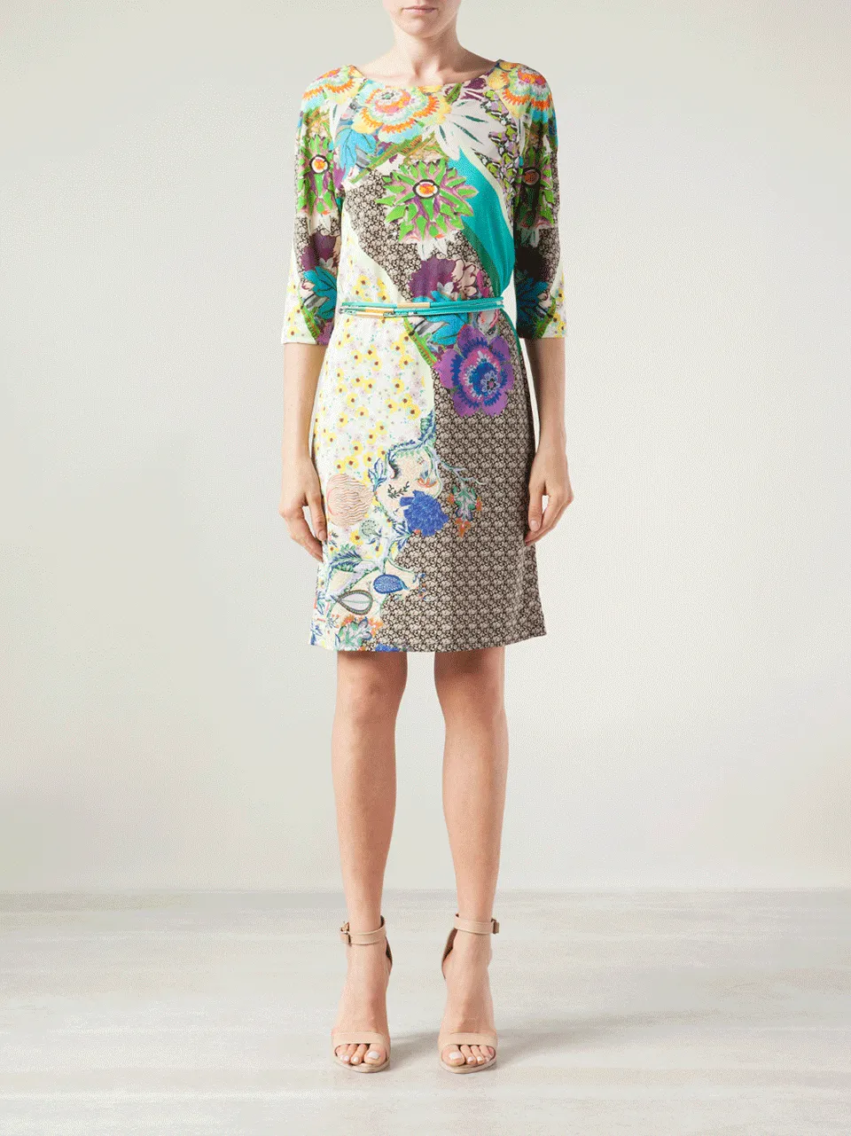 Quarter Sleeve Mix Floral Dress