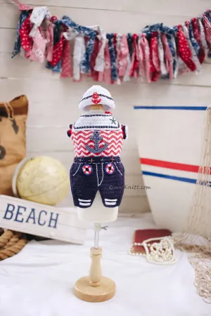 Sailor Nautical Boy Ships AHOY RM7 Royal Myknitt