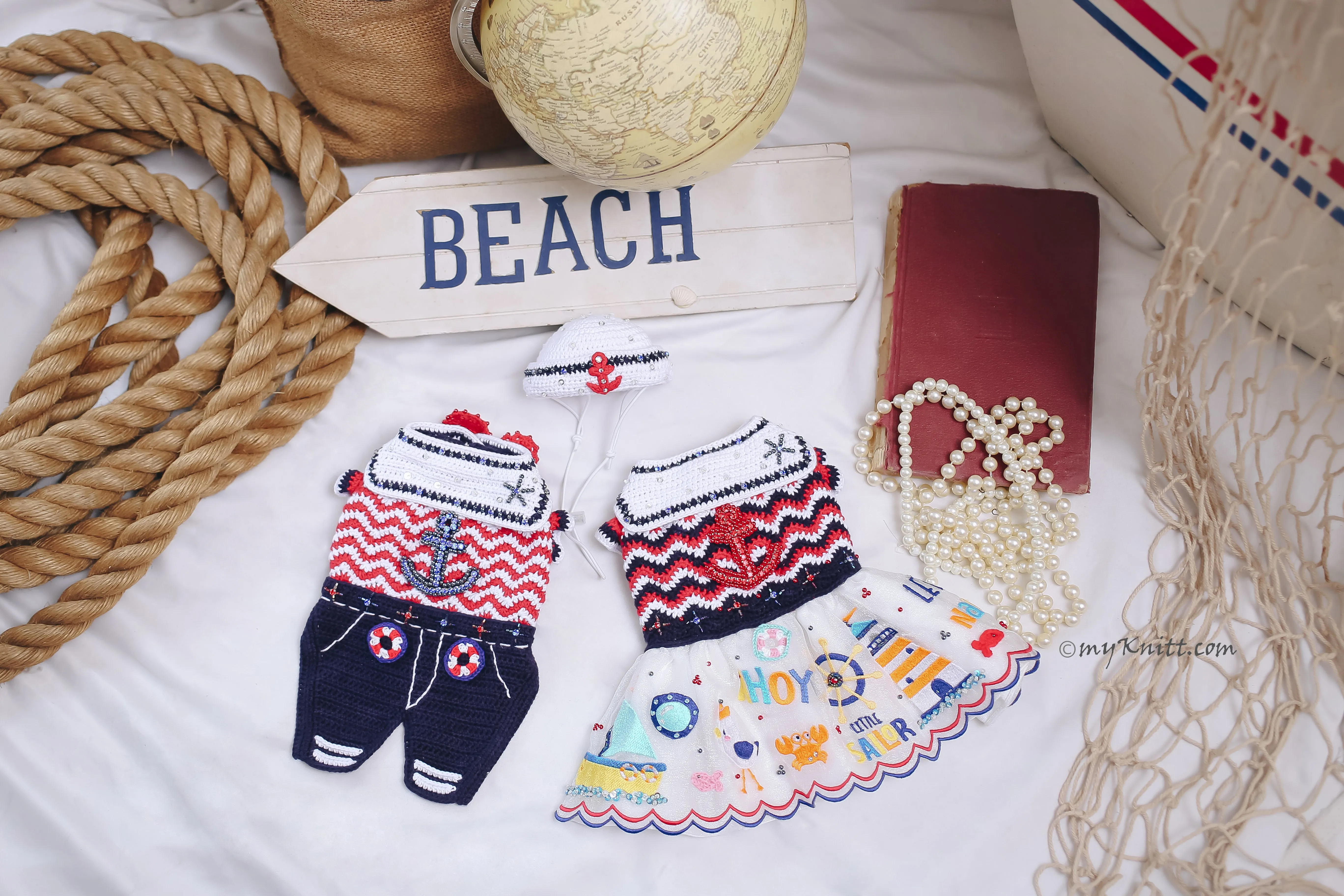 Sailor Nautical Boy Ships AHOY RM7 Royal Myknitt