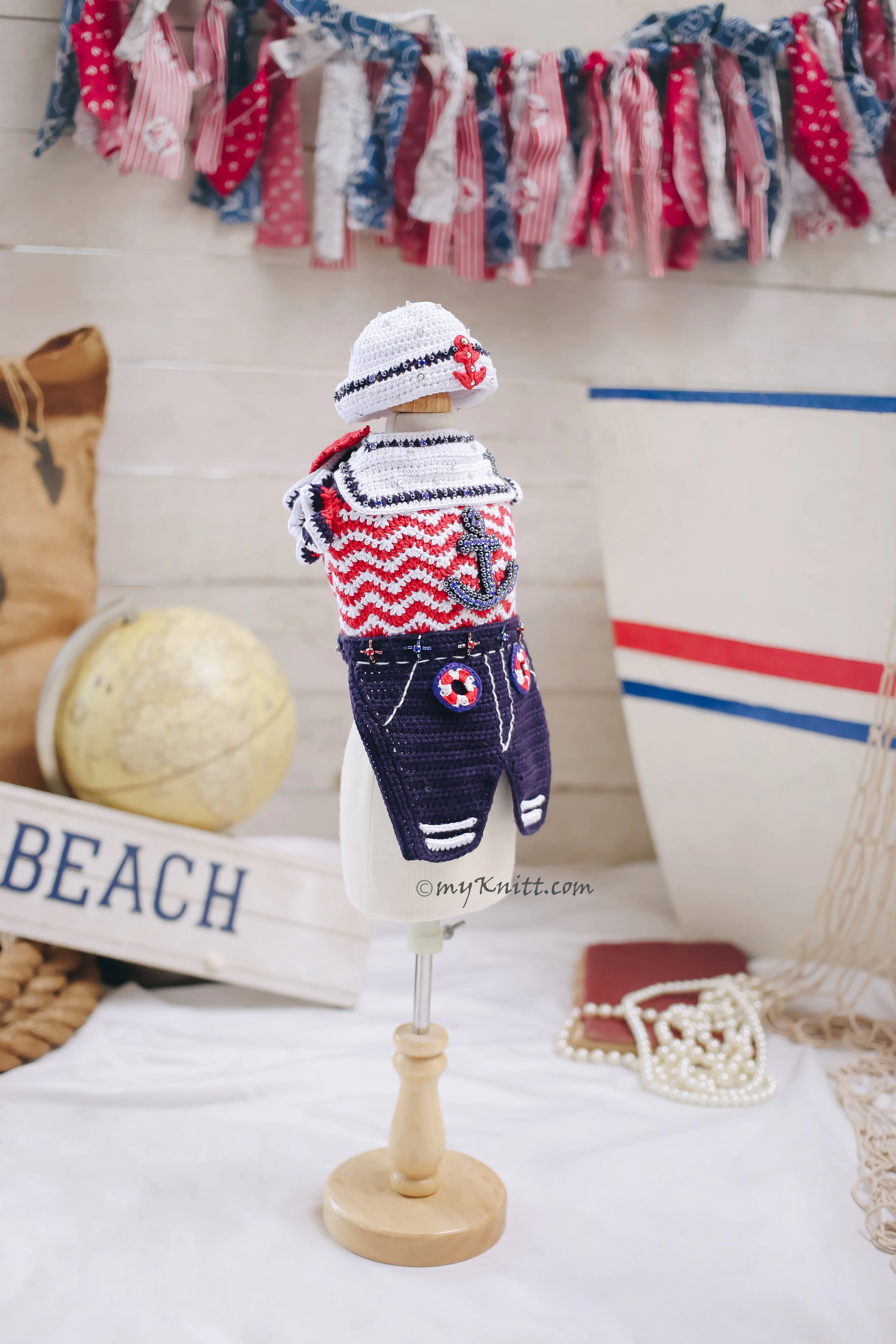 Sailor Nautical Boy Ships AHOY RM7 Royal Myknitt