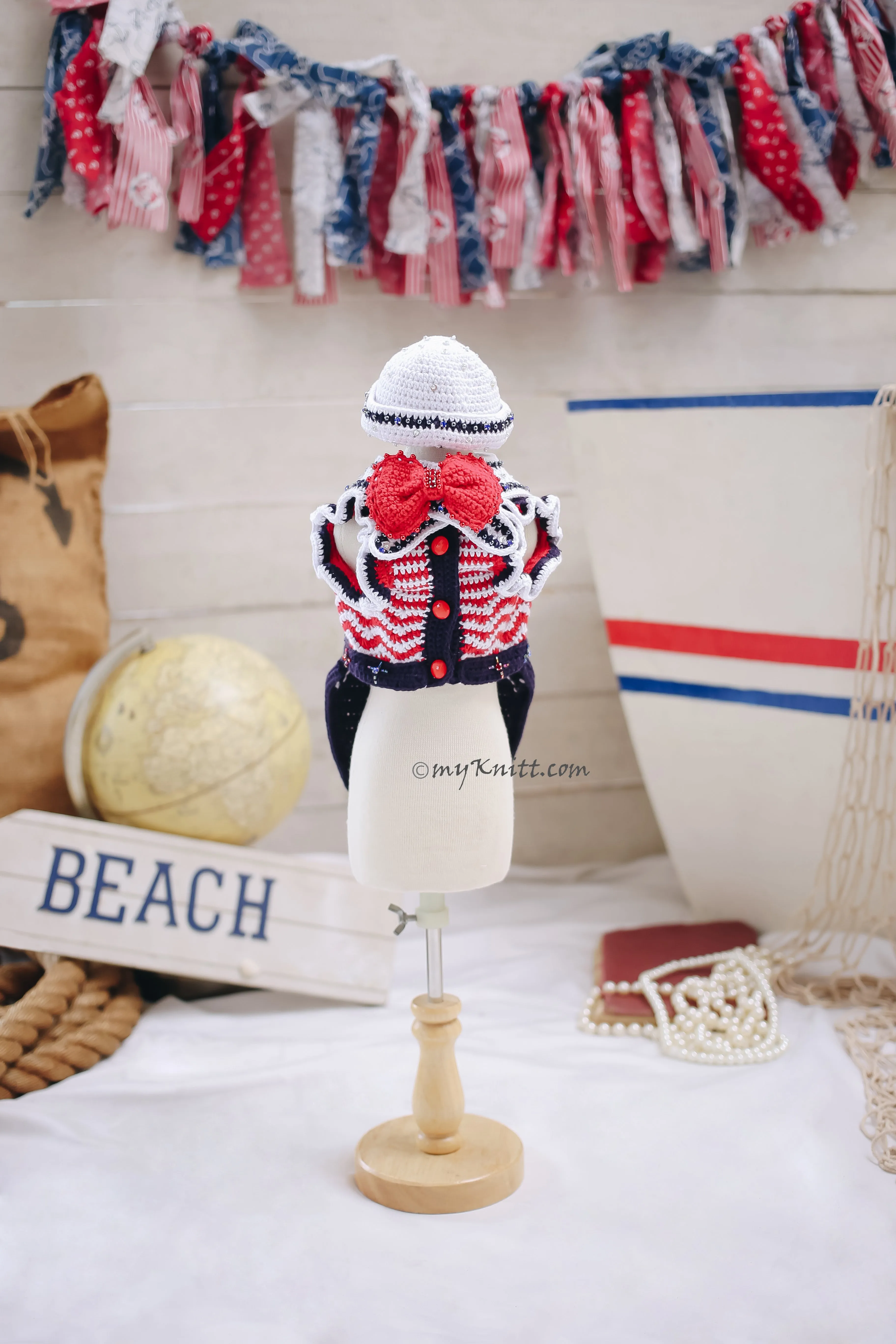 Sailor Nautical Boy Ships AHOY RM7 Royal Myknitt