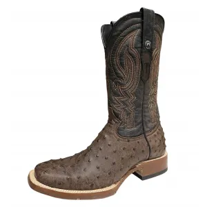 Tanner Mark Men's Nicotine Ostrich Print Boots
