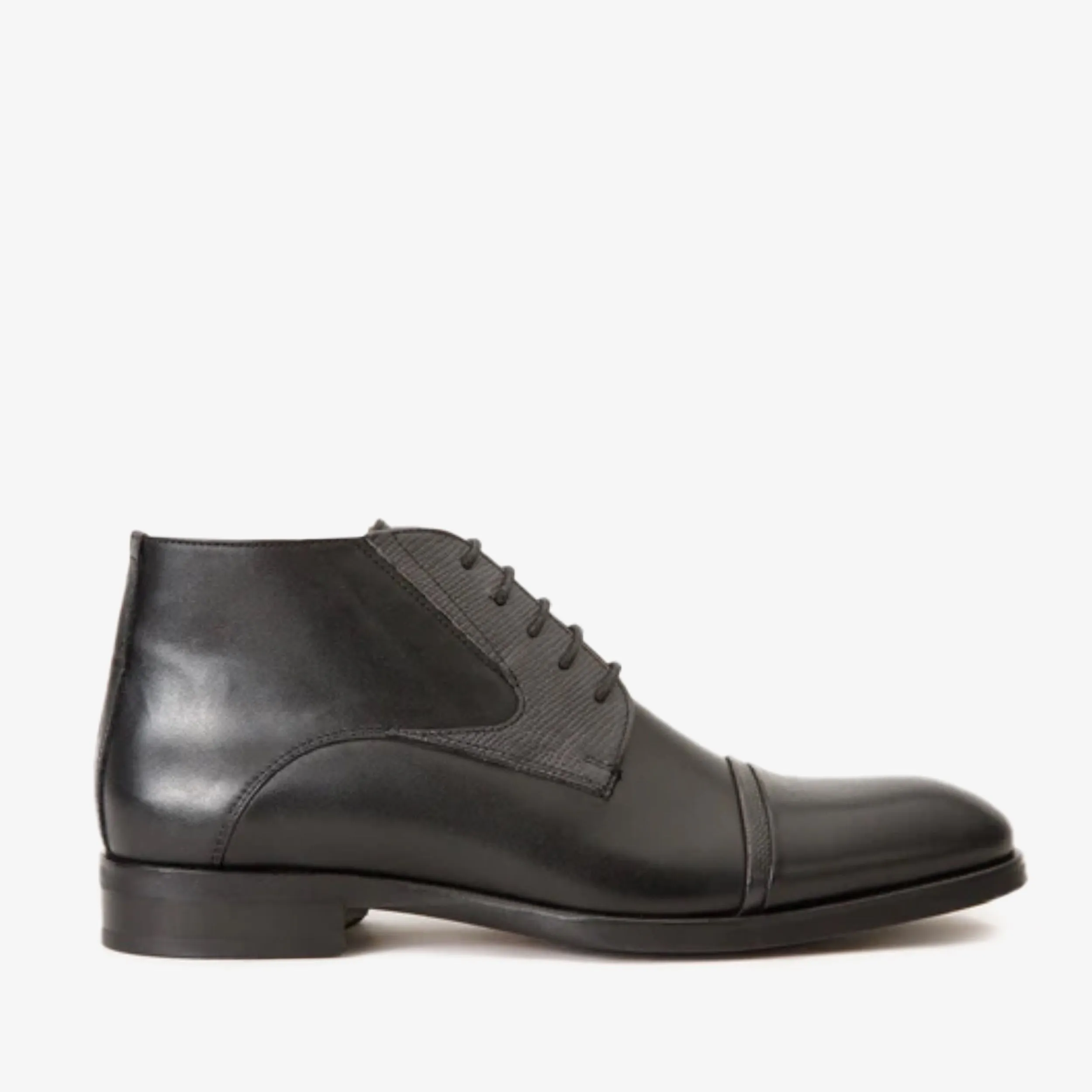 The Albury Black Cap-Toe Derby Lace-Up  Men Boot with a Zipper Final Sale!