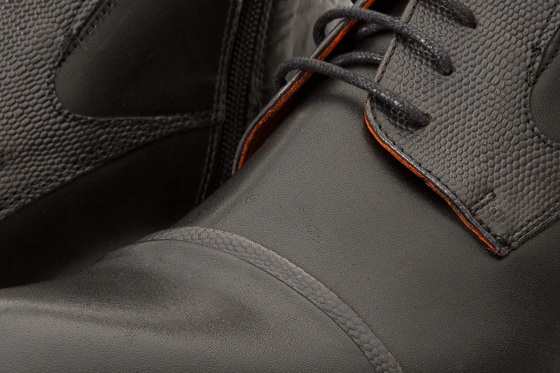 The Albury Black Cap-Toe Derby Lace-Up  Men Boot with a Zipper Final Sale!