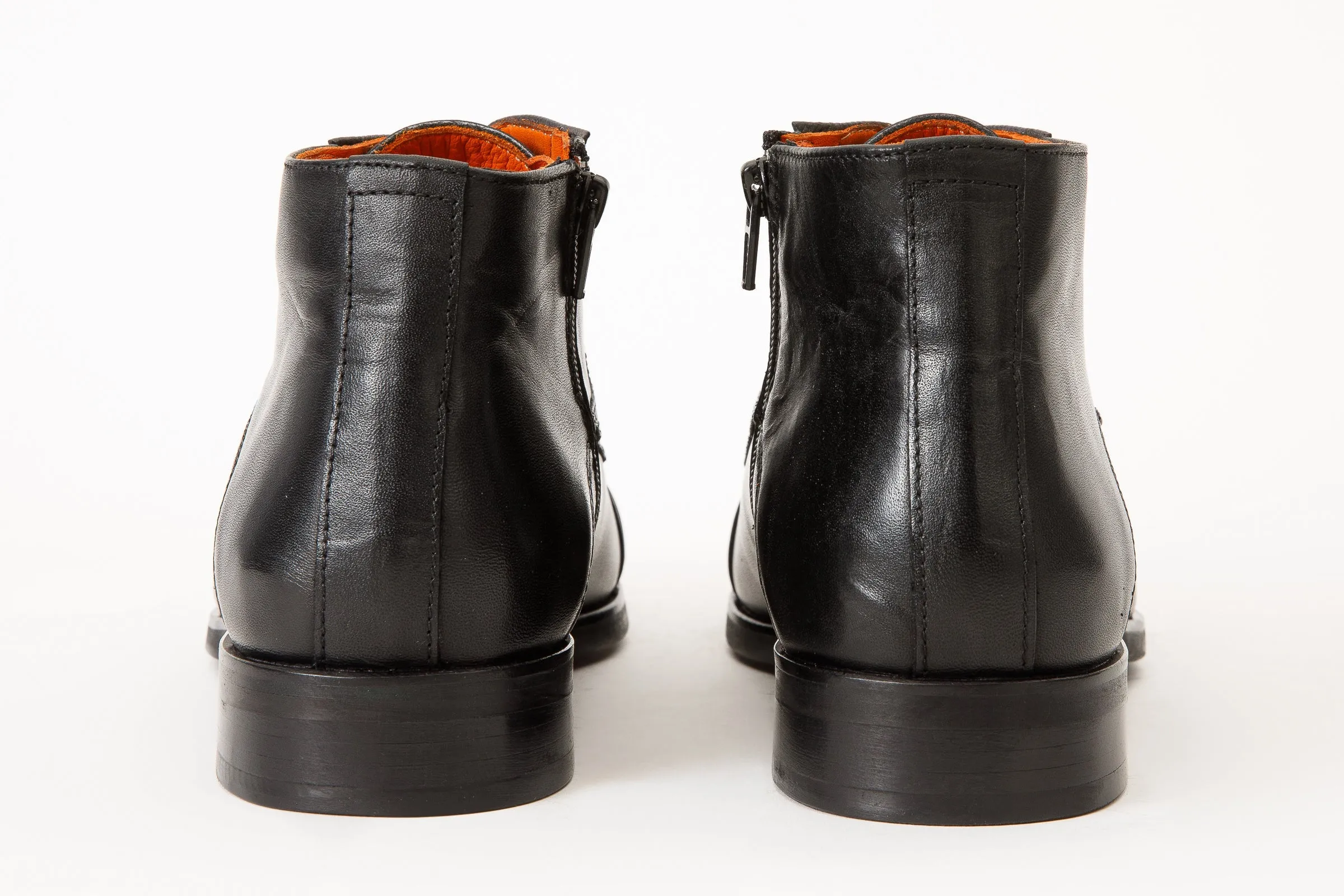 The Albury Black Cap-Toe Derby Lace-Up  Men Boot with a Zipper Final Sale!