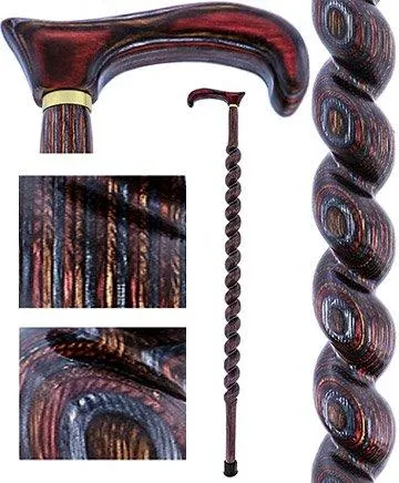 USA-Made Twisted Spiral Cane: Rustic Red Durable Laminate
