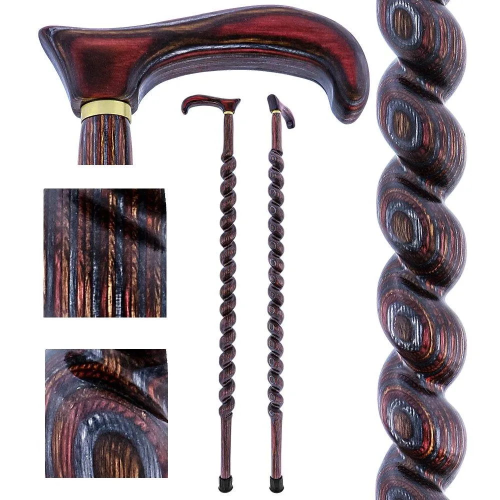 USA-Made Twisted Spiral Cane: Rustic Red Durable Laminate