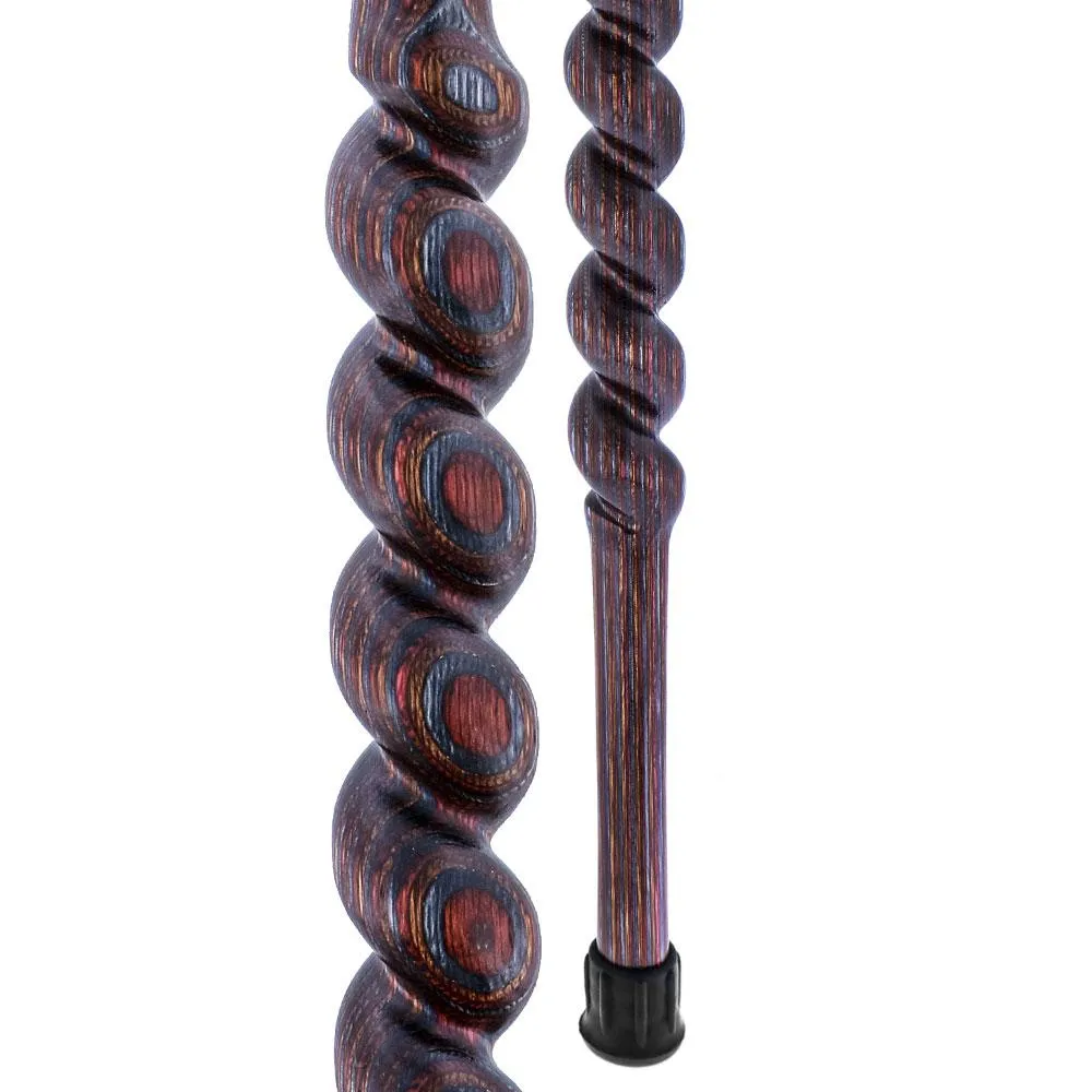 USA-Made Twisted Spiral Cane: Rustic Red Durable Laminate