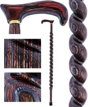 USA-Made Twisted Spiral Cane: Rustic Red Durable Laminate
