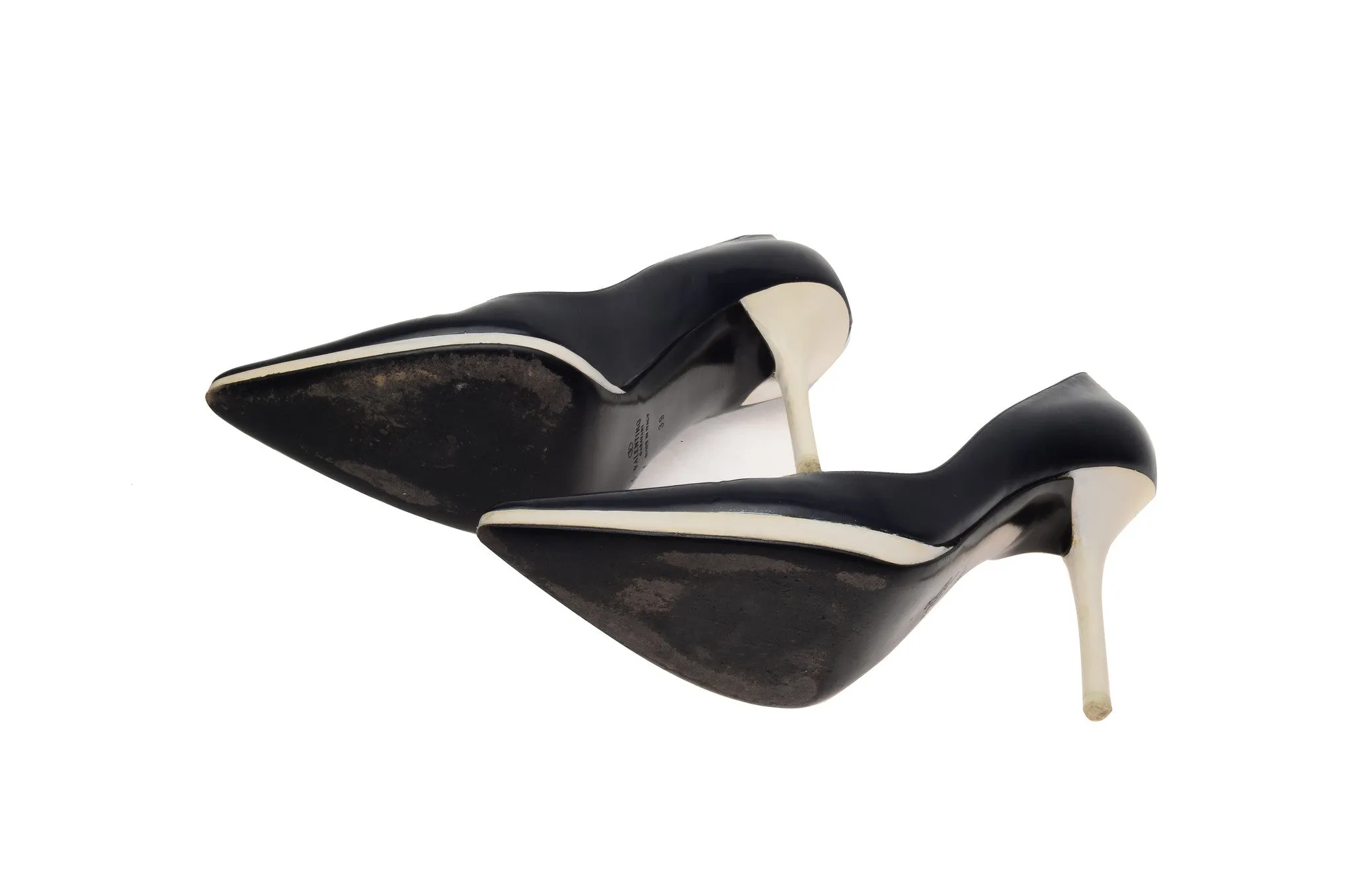 Valentino - White and Midnight Blue Pointed Toe Heels - IT 39