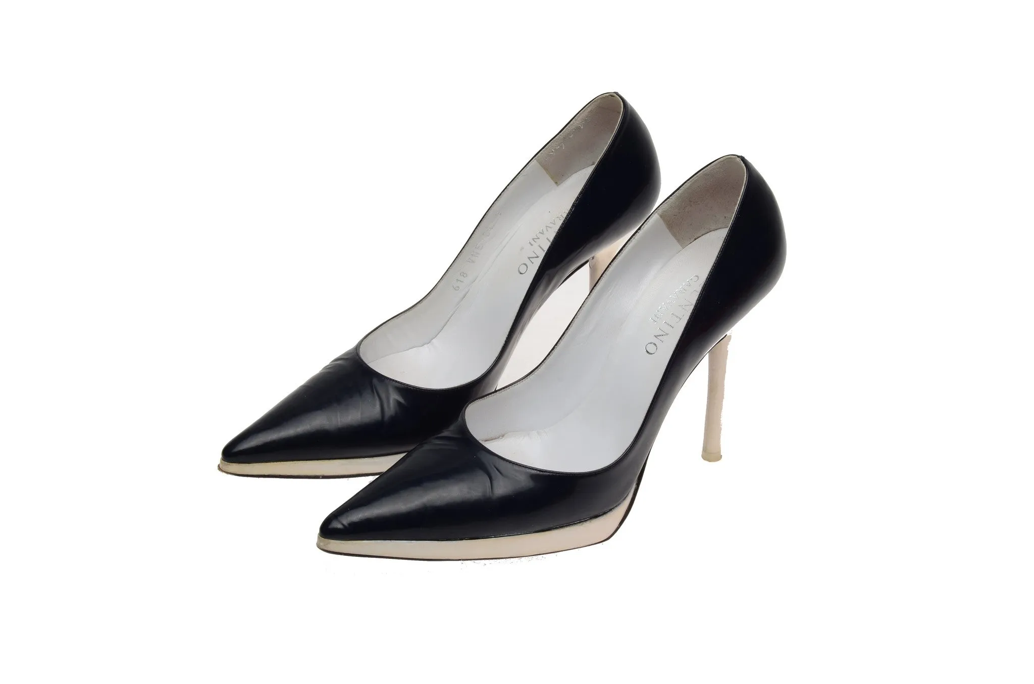 Valentino - White and Midnight Blue Pointed Toe Heels - IT 39