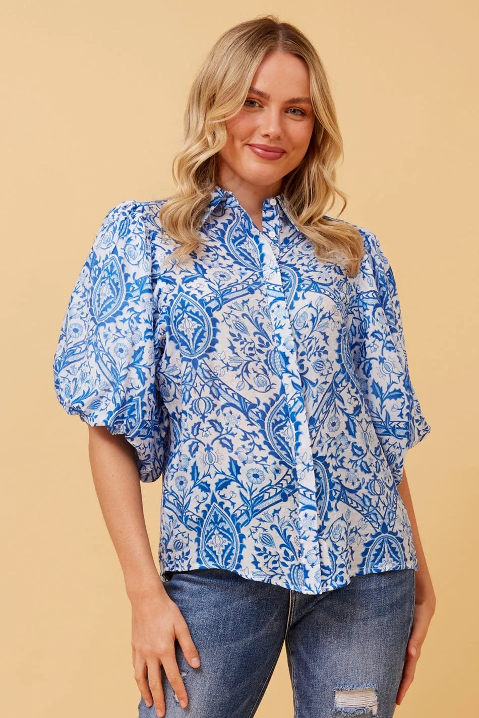 WILKIE BOHO PUFF SLEEVE SHIRT
